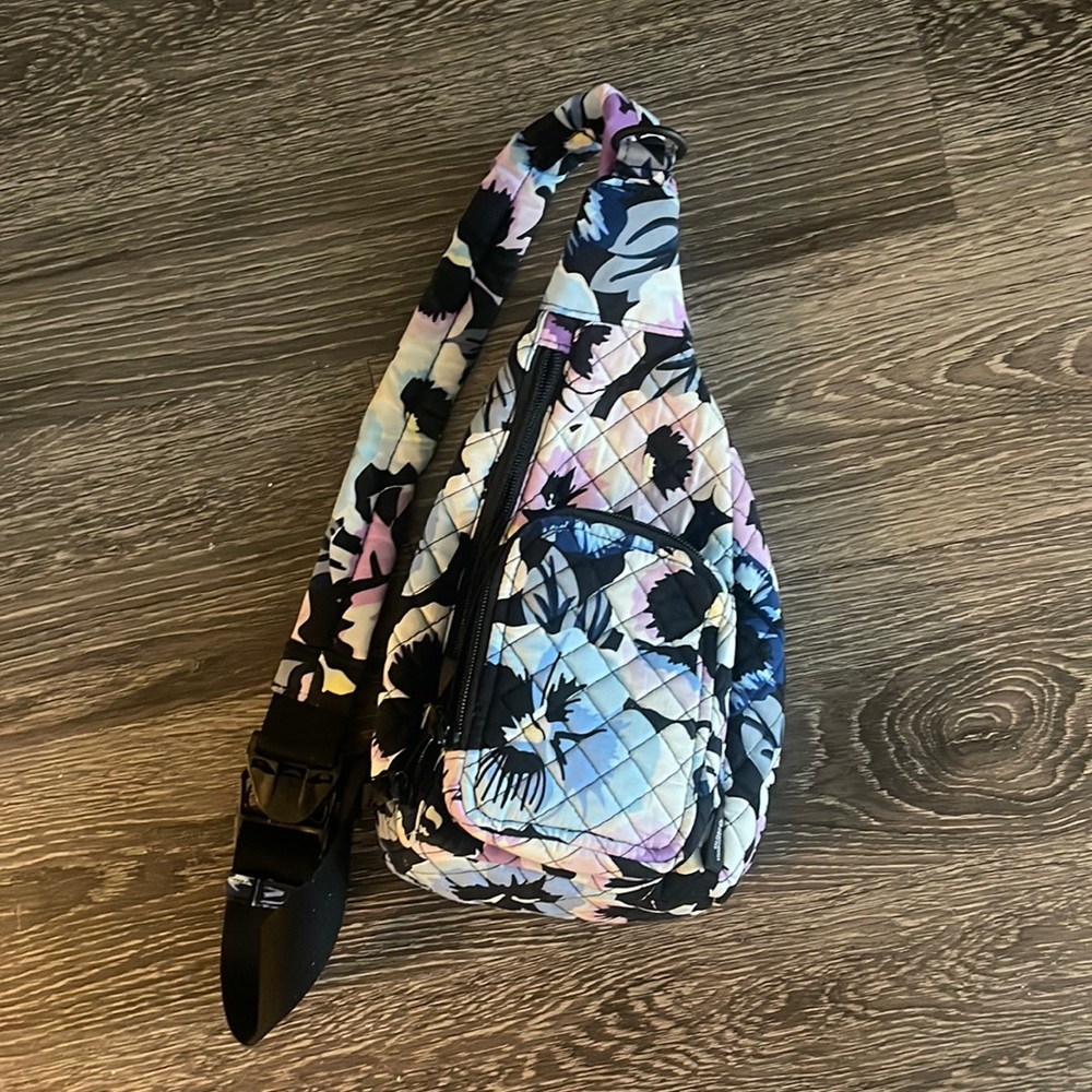 Vera Bradley Plum Pansies Mini Sling Backpack